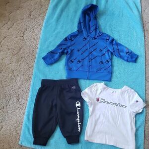 Very Gently Used Champion 3 Pc Set - T-Shirt Pants and Zip Up Hoodie - Sz 18M